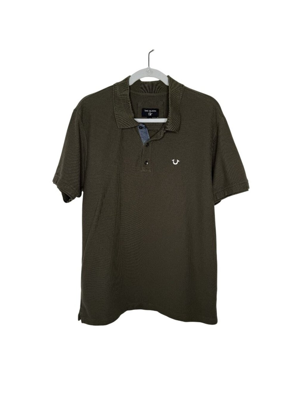 True Religion Olive Green Short Sleeve Basic Polo, L